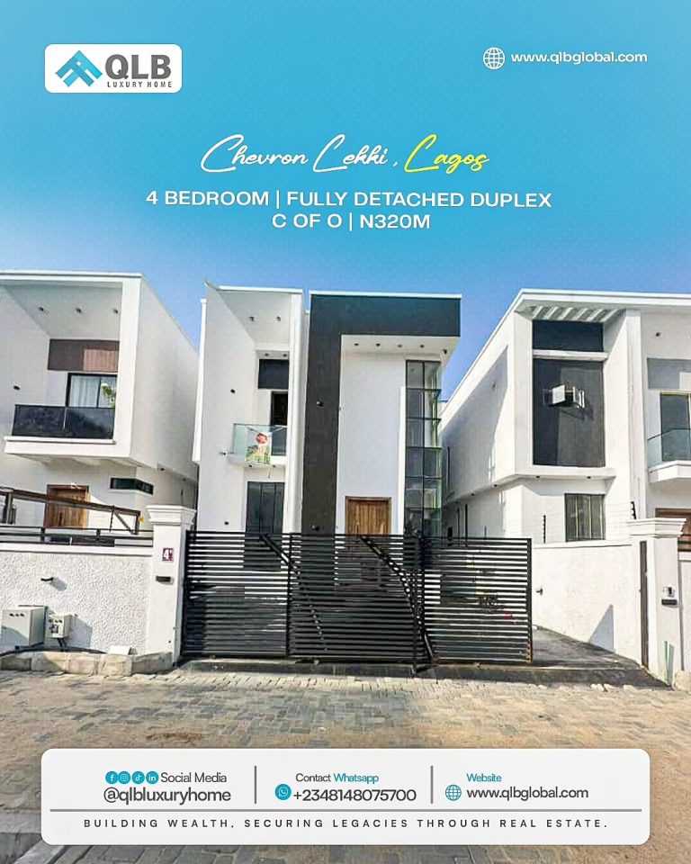Well finished 4 Bedroom Fully Detached Duplex For sale