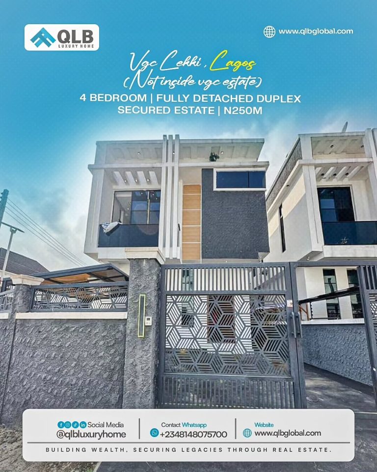 Well finished 4 Bedroom Fully Detached Duplex For sale