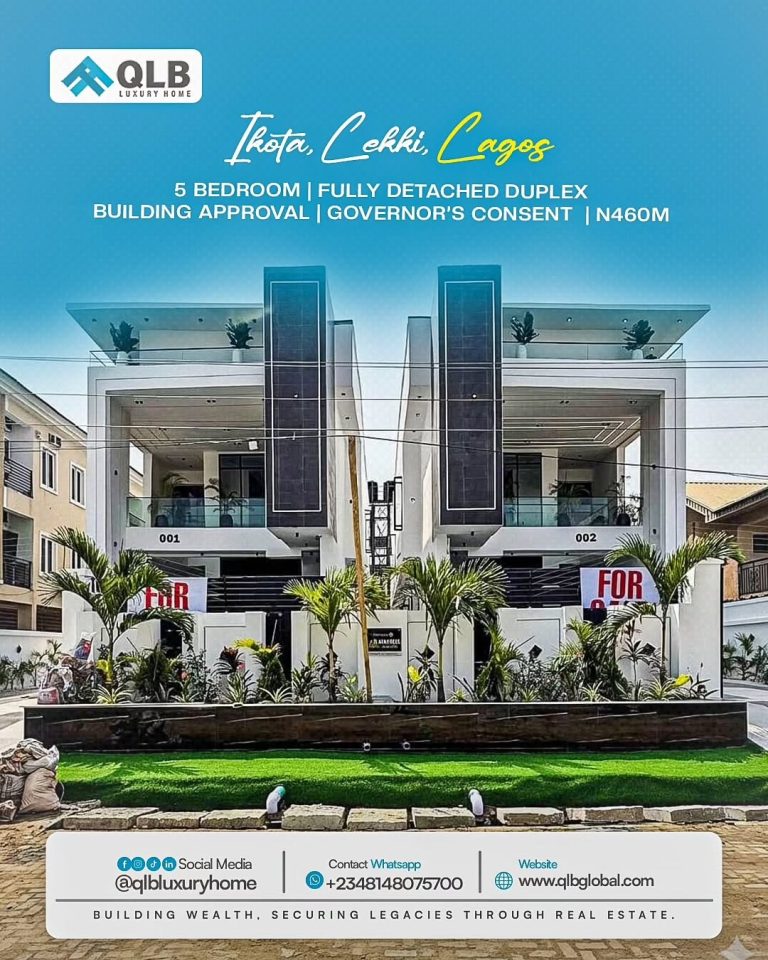 Newly Built 5 Bedroom Fully Detached Duplex For Sale