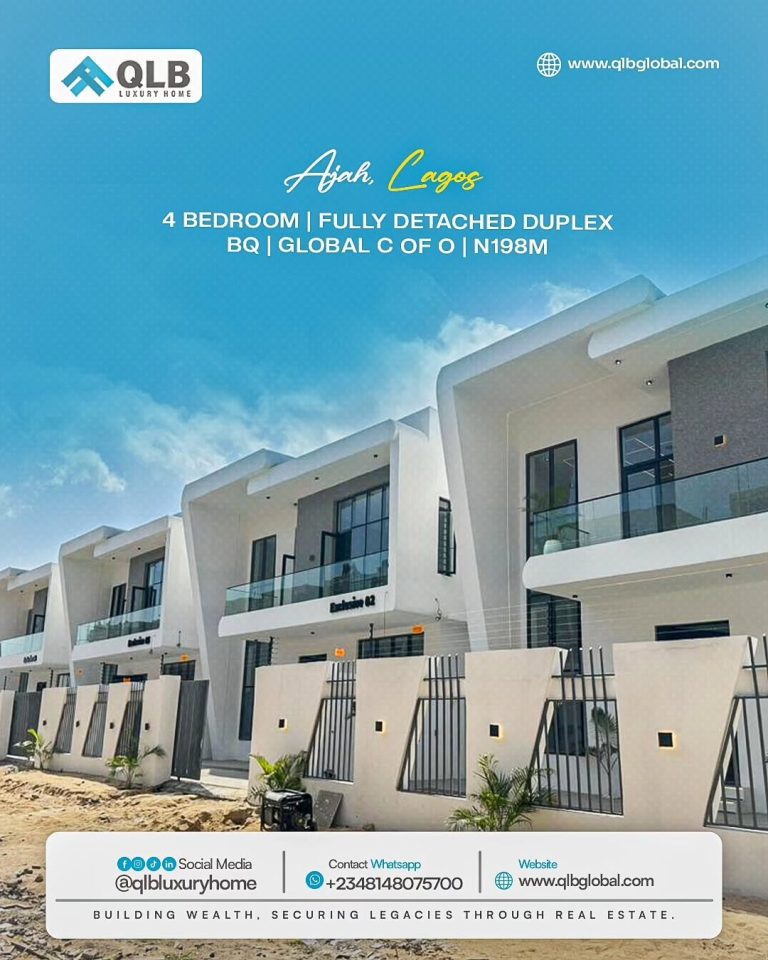 4 Bedroom fully detached Duplex  with BQ For Sale.