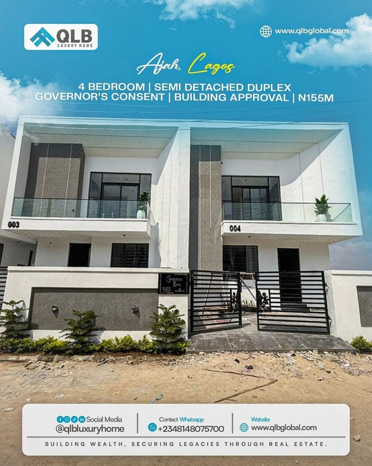 Newly Built 4 Bedroom Semi Detached Duplex for Sale