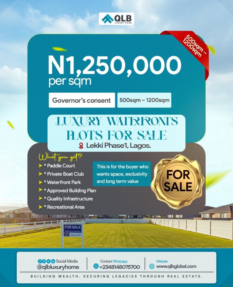 LUXURY WATERFRONT PLOTS FOR SALE