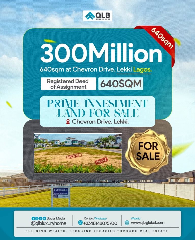 *PLOTS OF LAND FOR SALE  IN THE MOST SOUGHT AFTER  ESTATE  ON CHEVRON DRIVE, LEKKI*