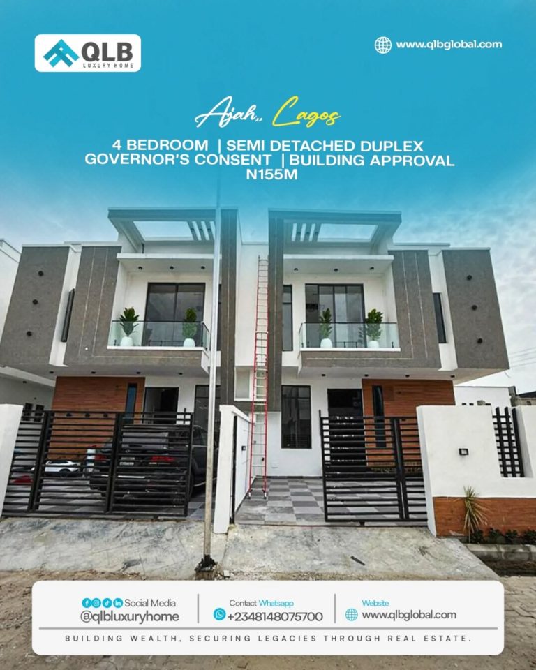 Newly Built 4-Bedroom Semi Detached Duplex for Sale