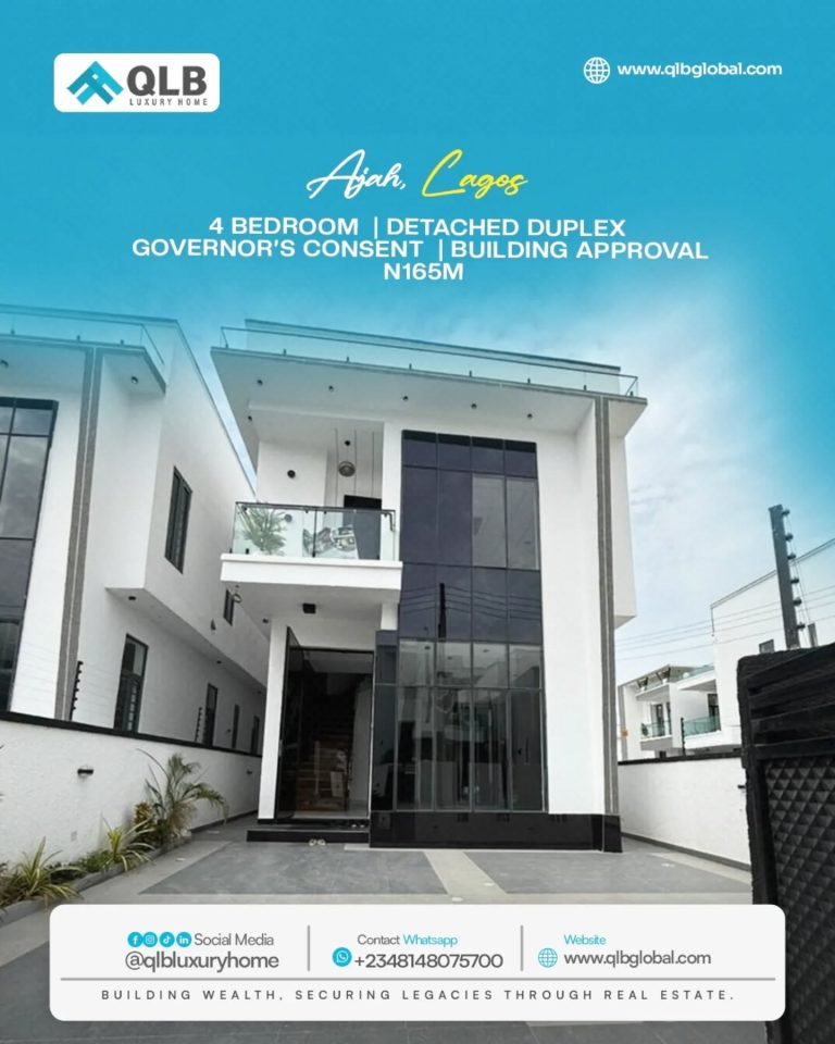 Newly Built 4-Bedroom Detached Duplex for Sale