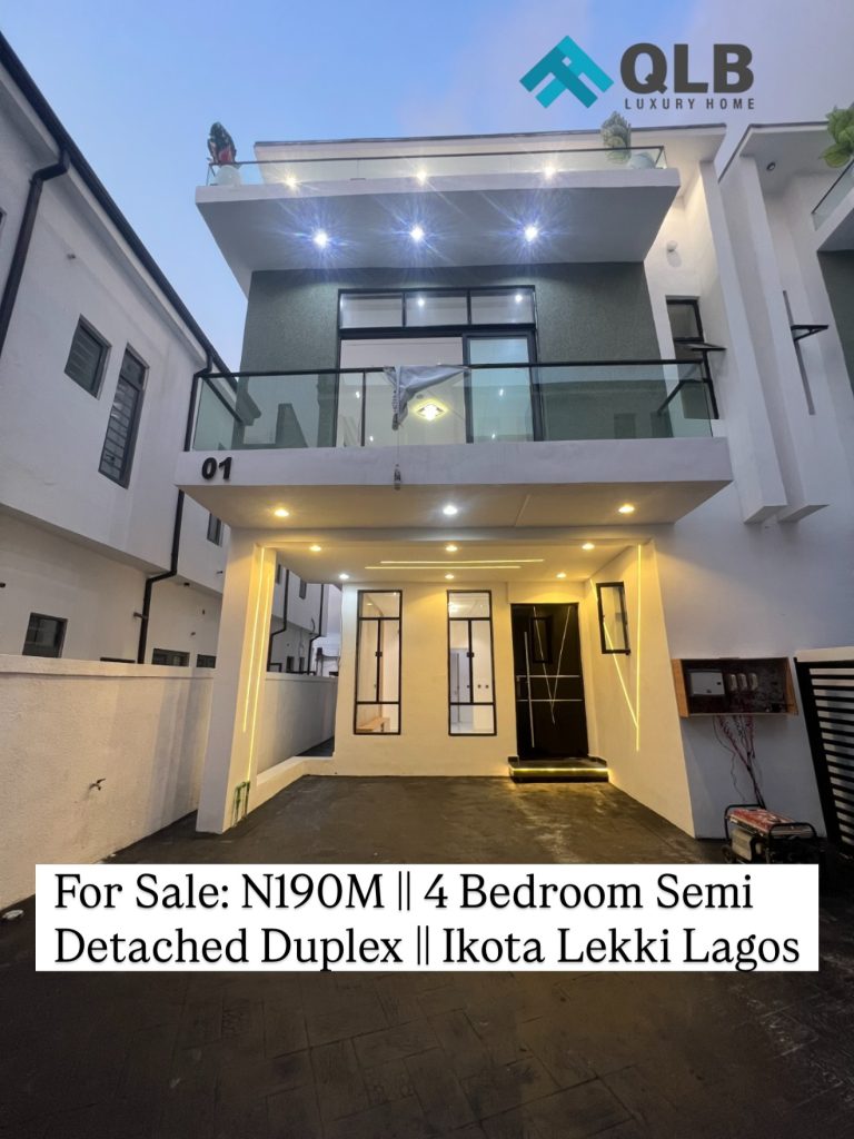 Newly Built 4 Bedroom Semi Detached Duplex for Sale