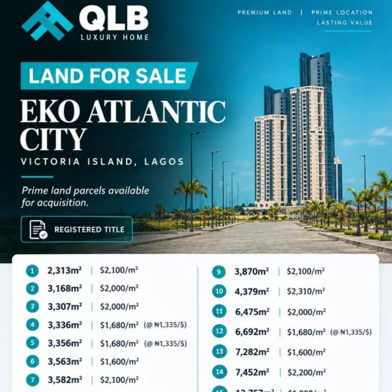 *LAND FOR SALE | EKO ATLANTIC CITY, VICTORIA ISLAND, LAGOS*